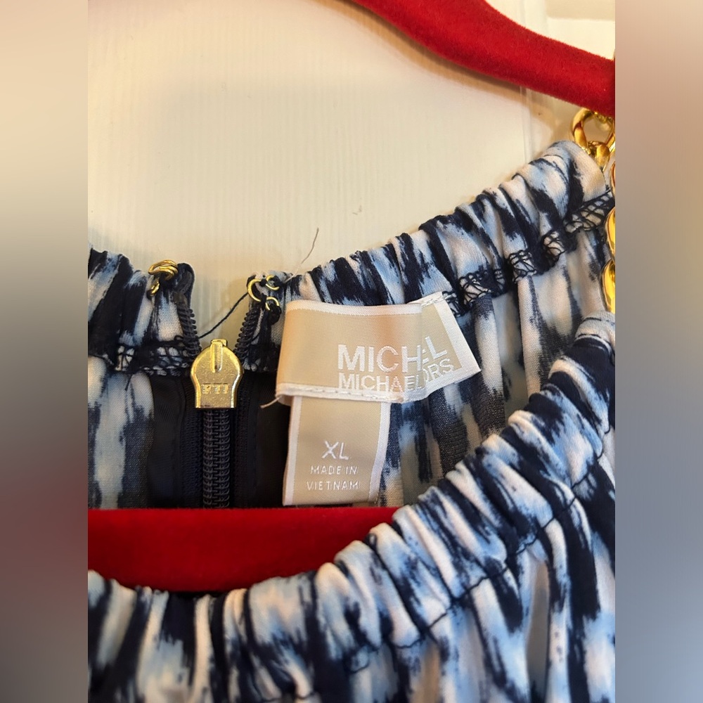 NWOT Michael Kors sleeveless blue and white dot dress.  XL. - Picture 5 of 5